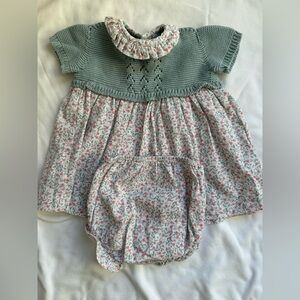 Charming Floral Baby Dress Set - Green and Pink